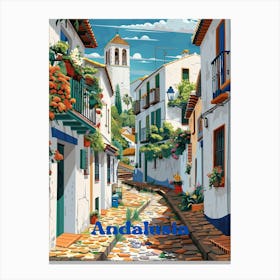 Andalusia Spain Streetview Travel Illustration Canvas Print