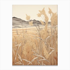 Fujibakama Japanese Silver Grass 1 Vintage Japanese Botanical Canvas Print
