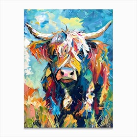 Colourful Highland Cow Abstract Art Print Canvas Print