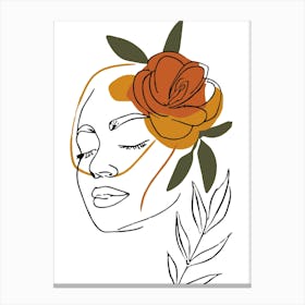 Portrait Of A Woman With Flowers 3 Canvas Print