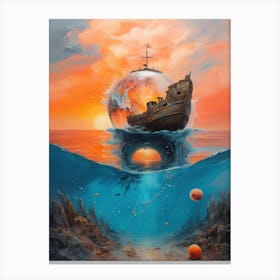 Ship In The Ocean Canvas Print