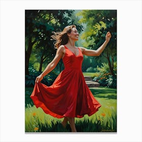 Dancer In Red Dress Canvas Print