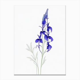 Delphinium Floral Minimal Line Drawing 2 Flower Canvas Print