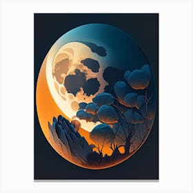 Full Moon Comic Space Space Canvas Print