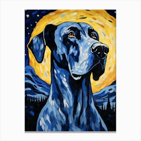 Great Dane Starry Night Dog Portrait Canvas Print