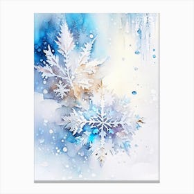 Ice, Snowflakes, Storybook Watercolours 3 Canvas Print