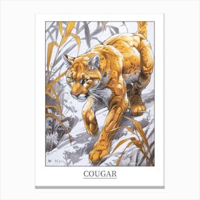 Cougar Precisionist Illustration 1 Poster Canvas Print