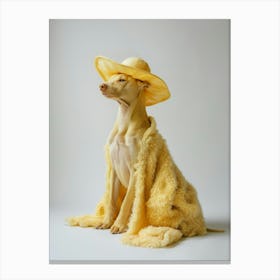 Yellow Dog In Hat Canvas Print