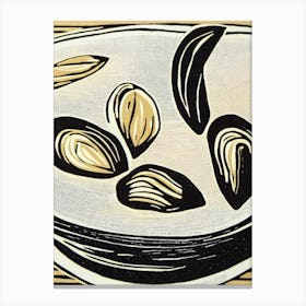 Mussels Linocut Canvas Print