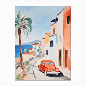 Watercolor Italian Coast Canvas Print