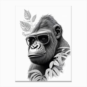 Gorilla Eating Leaves Gorillas Pencil Sketch 2 Canvas Print