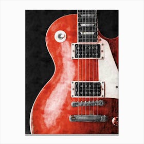 Red Electric Guitar Painting, Gibson Les Paul Canvas Print