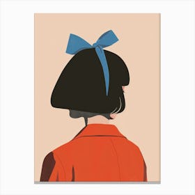 Back Of A Woman With Blue Bow Canvas Print