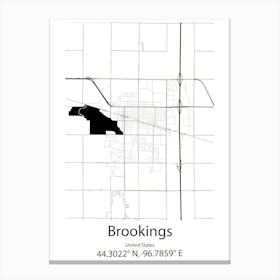 Brookings,United States Minimalist Map 1 Canvas Print