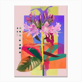 Agapanthus 1 Neon Flower Collage Canvas Print