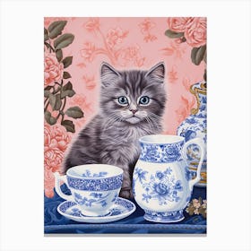 Animals Having Tea   Cat Kittens 2 Canvas Print