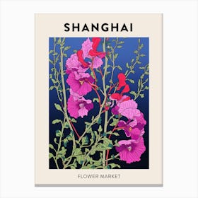 Shanghai China Botanical Flower Market Poster Canvas Print