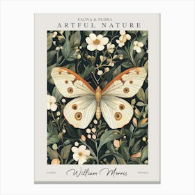 William Morris Butterfly Orange And White Flowers Exhibition Canvas Print