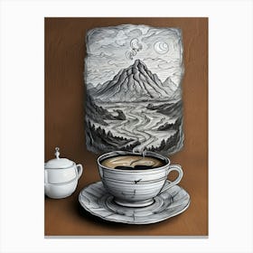 Coffee And Mountains Canvas Print