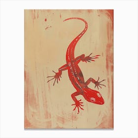 Red Mediterranean House Gecko Blockprint 5 Canvas Print
