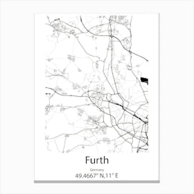 Furth Im Wald,Germany Minimalist Map Canvas Print