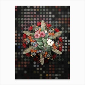 Vintage Periwinkle Flower Wreath on Dot Bokeh Pattern n.0005 Canvas Print