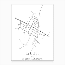 La Sierpe,Cuba Minimalist Map Canvas Print