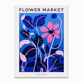 Blue Flower Market Poster Fuchsia 2 Canvas Print
