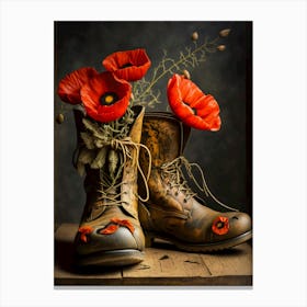poppies in the old boots Canvas Print