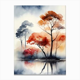 Watercolor Of Trees 10 Canvas Print