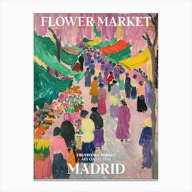 Vintage Flower Market Painting Madrid 1 Canvas Print