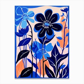 Blue Flower Illustration Gloriosa Lily 1 Canvas Print