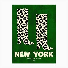 New York Fashion Week Green Leopard Boots Canvas Print