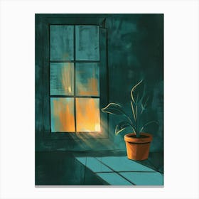 Window With A Plant 2 Canvas Print