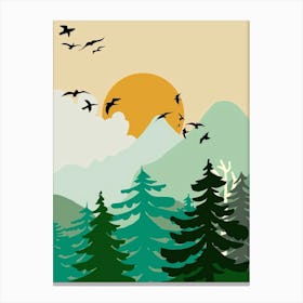 Forest with moon Canvas Print