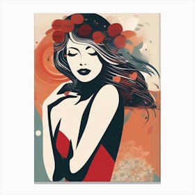 Woman With Flowers In Her Hair 3 Canvas Print