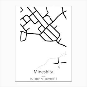 Mineshita,Japan Minimalist Map Canvas Print