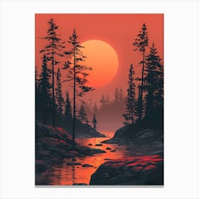 Sunset In The Forest 4 Canvas Print