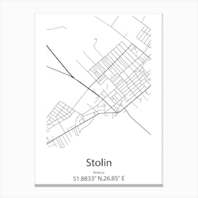 Stolin,Belarus Minimalist Map Canvas Print