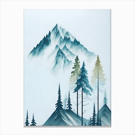 Mountain And Forest In Minimalist Watercolor Vertical Composition 204 Canvas Print