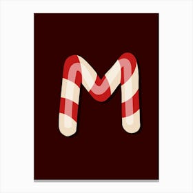 Candy Cane Christmas Letters Living Room Holiday Display 13 Canvas Print