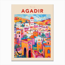 Agadir Morocco Fauvist Travel Poster Canvas Print