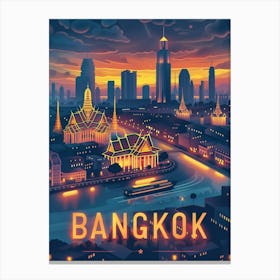 Bangkok City At Night Canvas Print