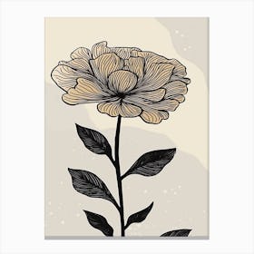 Line Art Marigold Flowers Illustration Neutral 17 Canvas Print