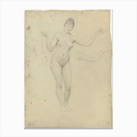 Standing Female Nude And Arm Study, Gustav Klimt Canvas Print