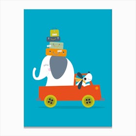 Elephant And Dog Go On An Adventure Canvas Print