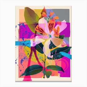 Honeysuckle 2 Neon Flower Collage Canvas Print