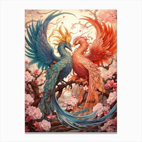 Dragon And Phoenix Illustration 1 Canvas Print