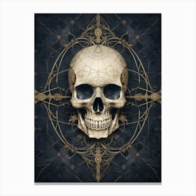 A Skull Is Seen On A Parchment Art Canvas Print