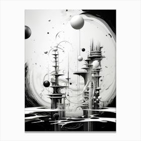 Parallel Universes Abstract Black And White 10 Canvas Print
